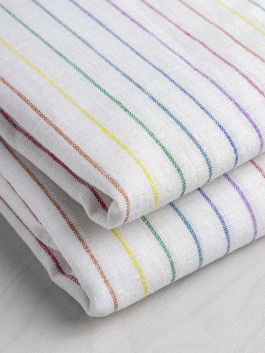 Yarn-Dyed Handwoven Stripe Khadi Cotton - Rainbow + White | Core Fabrics