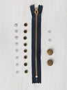 Zipper Fly Kit Components Antique Brass