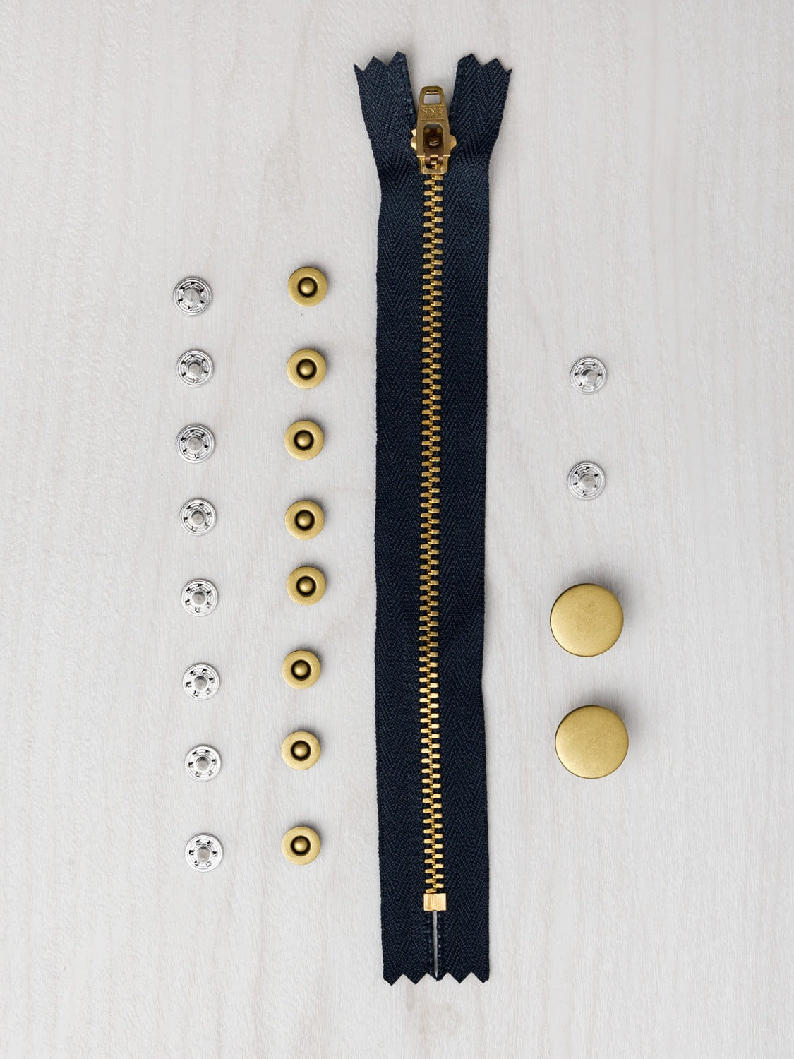 Zipper Fly Kit Components Gold