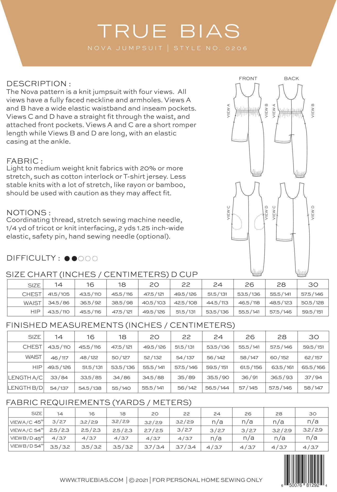 True Bias - Nova Jumpsuit | Core Fabrics